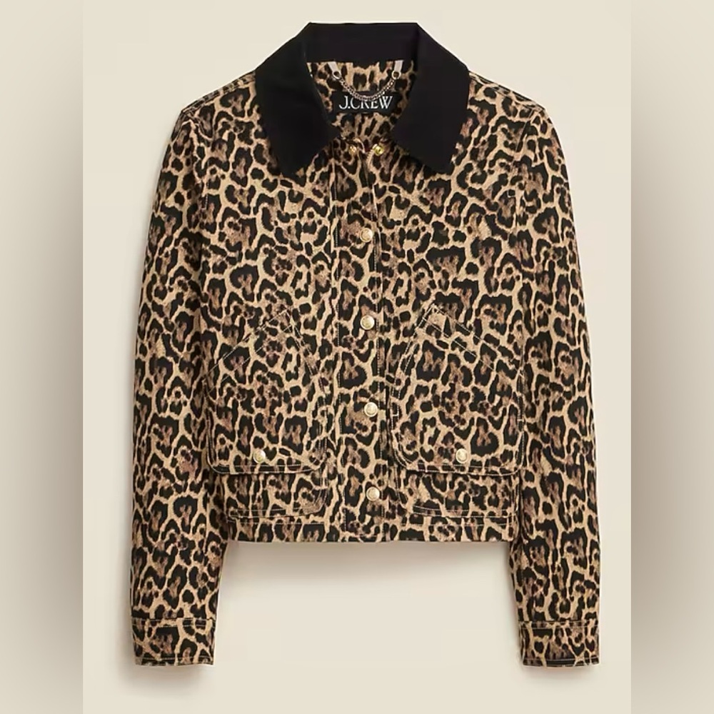 J.Crew Collection Short Barn Jacket in Leopard Canvas